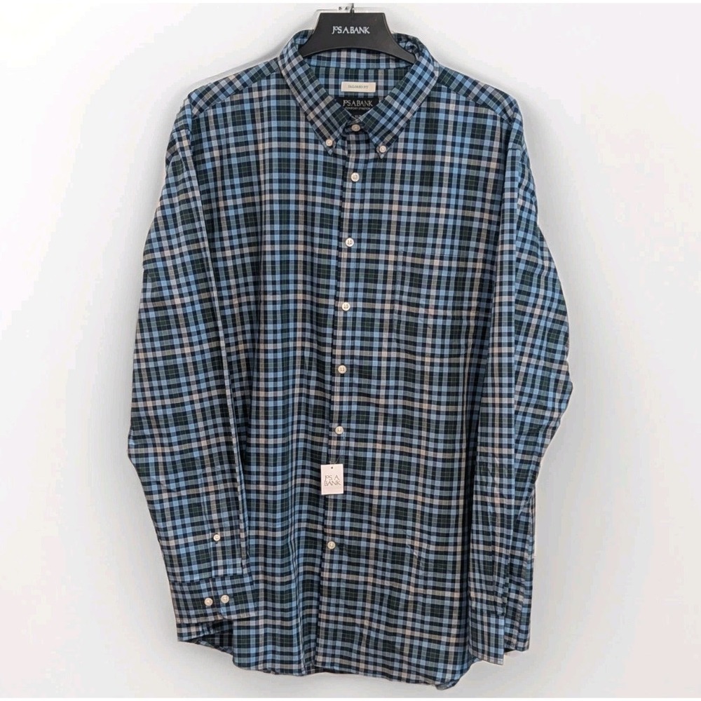Coastal Grandpa Plaid Button Up JOS A Bank XLT Dadcore Shirt NWT Preppy Nautical